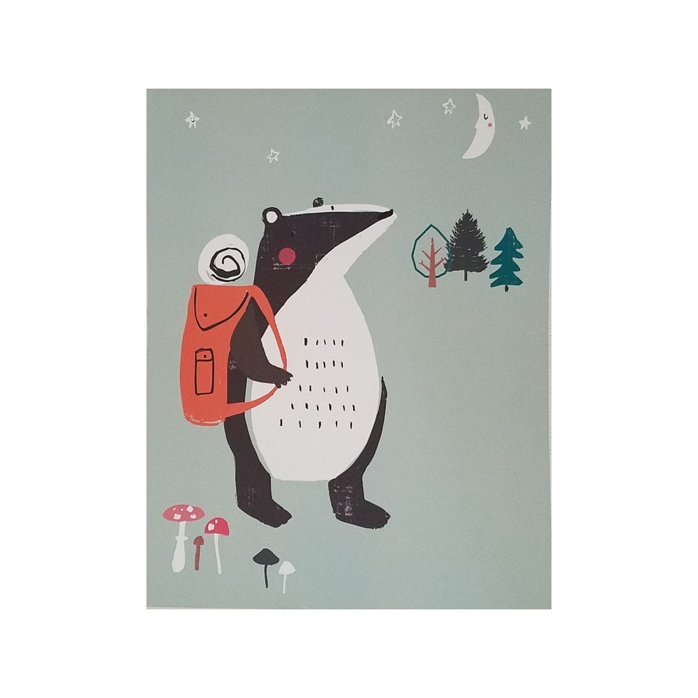 Children's Wall Print Badger Adventure 11X14 inch